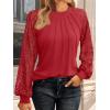 imageAUTOMET Womens Long Sleeve Shirts Pleated Lace Tops Fall Fashion Outfits Business Casual BlousesBrightred