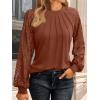 imageAUTOMET Womens Long Sleeve Shirts Pleated Lace Tops Fall Fashion Outfits Business Casual BlousesBrown