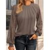 imageAUTOMET Womens Long Sleeve Shirts Pleated Lace Tops Fall Fashion Outfits Business Casual BlousesCoffee