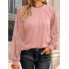 imageAUTOMET Womens Long Sleeve Shirts Pleated Lace Tops Fall Fashion Outfits Business Casual BlousesCoral