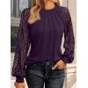 imageAUTOMET Womens Long Sleeve Shirts Pleated Lace Tops Fall Fashion Outfits Business Casual BlousesDarkpurple