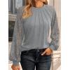 imageAUTOMET Womens Long Sleeve Shirts Pleated Lace Tops Fall Fashion Outfits Business Casual BlousesGrey