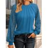 imageAUTOMET Womens Long Sleeve Shirts Pleated Lace Tops Fall Fashion Outfits Business Casual BlousesGreyblue