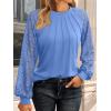 imageAUTOMET Womens Long Sleeve Shirts Pleated Lace Tops Fall Fashion Outfits Business Casual BlousesLightblue