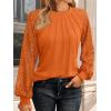 imageAUTOMET Womens Long Sleeve Shirts Pleated Lace Tops Fall Fashion Outfits Business Casual BlousesLightorange