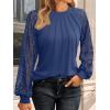 imageAUTOMET Womens Long Sleeve Shirts Pleated Lace Tops Fall Fashion Outfits Business Casual BlousesNavy
