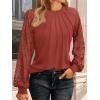 imageAUTOMET Womens Long Sleeve Shirts Pleated Lace Tops Fall Fashion Outfits Business Casual BlousesOrange