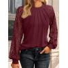 imageAUTOMET Womens Long Sleeve Shirts Pleated Lace Tops Fall Fashion Outfits Business Casual BlousesRed