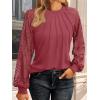 imageAUTOMET Womens Long Sleeve Shirts Pleated Lace Tops Fall Fashion Outfits Business Casual BlousesRust