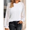 imageAUTOMET Womens Long Sleeve Shirts Pleated Lace Tops Fall Fashion Outfits Business Casual BlousesWhite