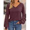 imageAUTOMET Womens Long Sleeve Shirts VNeck Lace Tops Business Casual Blouses Tee Trendy 2025 Fall Fashion Outfits Clothes
