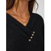 imageAUTOMET Womens Long Sleeve Tunic Top V Neck Button Shirts 2025 Dressy Casual Business BlousesBlack