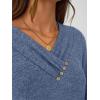 imageAUTOMET Womens Long Sleeve Tunic Top V Neck Button Shirts 2025 Dressy Casual Business BlousesBlue
