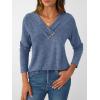 imageAUTOMET Womens Long Sleeve Tunic Top V Neck Button Shirts 2025 Dressy Casual Business BlousesBlue
