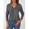 imageAUTOMET Womens Long Sleeve Tunic Top V Neck Button Shirts 2025 Dressy Casual Business BlousesDarkgrey