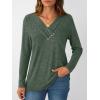 imageAUTOMET Womens Long Sleeve Tunic Top V Neck Button Shirts 2025 Dressy Casual Business BlousesGreen