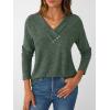 imageAUTOMET Womens Long Sleeve Tunic Top V Neck Button Shirts 2025 Dressy Casual Business BlousesGreen