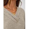 imageAUTOMET Womens Long Sleeve Tunic Top V Neck Button Shirts 2025 Dressy Casual Business BlousesKhaki