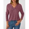 imageAUTOMET Womens Long Sleeve Tunic Top V Neck Button Shirts 2025 Dressy Casual Business BlousesPurplered