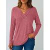 imageAUTOMET Womens Long Sleeve Tunic Top V Neck Button Shirts 2025 Dressy Casual Business BlousesRed