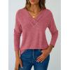 imageAUTOMET Womens Long Sleeve Tunic Top V Neck Button Shirts 2025 Dressy Casual Business BlousesRed