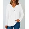 imageAUTOMET Womens Long Sleeve Tunic Top V Neck Button Shirts 2025 Dressy Casual Business BlousesWhite