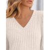 imageAUTOMET Womens V Neck Long Sleeve Shirt Fall Fashion Tops Tunic Dressy Casual Sweater Clothes Cute Trendy Work Outfits 2025Apricot