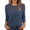 imageAUTOMET 34 Length Sleeve Womens Tops Lace Business Dressy Casual Blouses Spring Summer Fall Trendy Cute Work T ShirtsNavy