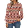 imageAUTOMET Long Sleeve Shirts Womens Pleated Business Casual Blouses with Smocked CuffsBoho Orange