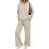 imageAUTOMET Womens 2 Piece Outfits Sweatsuits Lounge Matching Fall Sets Jogging Suit Oversized Hoodie Wide Leg Sweatpant ClothesApricot
