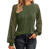 imageAUTOMET Womens Long Sleeve Shirts Pleated Lace Tops Fall Fashion Outfits Business Casual BlousesArmygreen