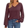 imageAUTOMET Womens Long Sleeve Shirts VNeck Lace Tops Business Casual Blouses Tee Trendy 2025 Fall Fashion Outfits Clothes