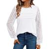 imageAUTOMET Womens Long Sleeve Tops Dressy Casual Shirts 2025 Fall Outfits Lace Business Blouses Cute TShirts Work ClothesWhite
