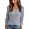 imageAUTOMET Womens V Neck Long Sleeve Shirt Fall Fashion Tops Tunic Dressy Casual Sweater Clothes Cute Trendy Work Outfits 2025Grey