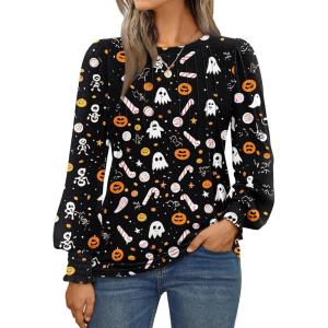 imageAUTOMET Long Sleeve Shirts Womens Pleated Business Casual Blouses with Smocked CuffsPumpkin