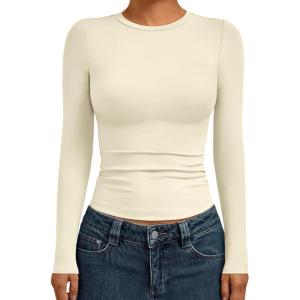 imageAUTOMET Womens Long Sleeve TShirts Trendy Basic Fitted Compression Going Out Crop Tops Fall Fashion Y2K Clothes 2025 OutfitsApricot
