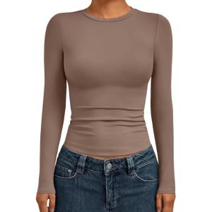 imageAUTOMET Womens Long Sleeve TShirts Trendy Basic Fitted Compression Going Out Crop Tops Fall Fashion Y2K Clothes 2025 OutfitsCoffee Grey