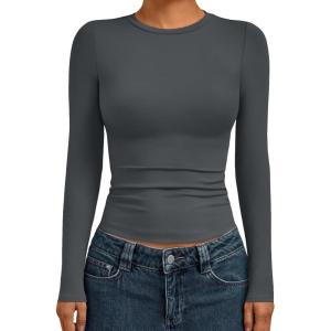 imageAUTOMET Womens Long Sleeve TShirts Trendy Basic Fitted Compression Going Out Crop Tops Fall Fashion Y2K Clothes 2025 OutfitsGray