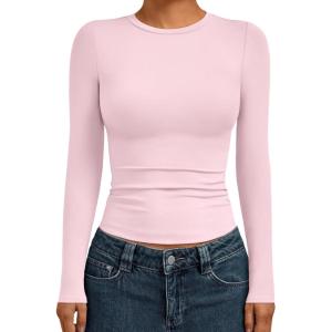 imageAUTOMET Womens Long Sleeve TShirts Trendy Basic Fitted Compression Going Out Crop Tops Fall Fashion Y2K Clothes 2025 OutfitsPink