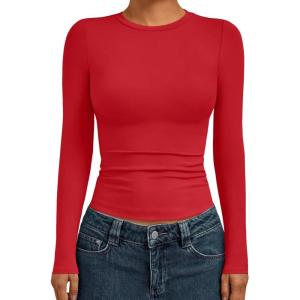 imageAUTOMET Womens Long Sleeve TShirts Trendy Basic Fitted Compression Going Out Crop Tops Fall Fashion Y2K Clothes 2025 OutfitsRed