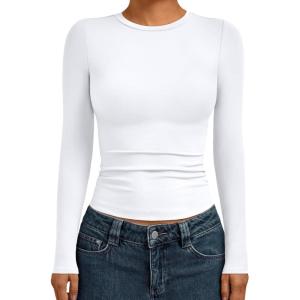 imageAUTOMET Womens Long Sleeve TShirts Trendy Basic Fitted Compression Going Out Crop Tops Fall Fashion Y2K Clothes 2025 OutfitsWhite