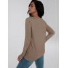 imageAUTOMET Long Sleeve Shirts for Women 2025 Fall Fashion Lace V Neck Loose Fit Casual Tops Trendy T Shirts Outfits ClothesKhaki