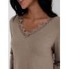 imageAUTOMET Long Sleeve Shirts for Women 2025 Fall Fashion Lace V Neck Loose Fit Casual Tops Trendy T Shirts Outfits ClothesKhaki