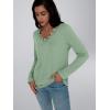 imageAUTOMET Long Sleeve Shirts for Women 2025 Fall Fashion Lace V Neck Loose Fit Casual Tops Trendy T Shirts Outfits ClothesLight Green