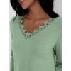 imageAUTOMET Long Sleeve Shirts for Women 2025 Fall Fashion Lace V Neck Loose Fit Casual Tops Trendy T Shirts Outfits ClothesLight Green