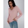 imageAUTOMET Long Sleeve Shirts for Women 2025 Fall Fashion Lace V Neck Loose Fit Casual Tops Trendy T Shirts Outfits ClothesPink