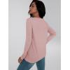 imageAUTOMET Long Sleeve Shirts for Women 2025 Fall Fashion Lace V Neck Loose Fit Casual Tops Trendy T Shirts Outfits ClothesPink