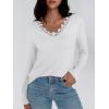 imageAUTOMET Long Sleeve Shirts for Women 2025 Fall Fashion Lace V Neck Loose Fit Casual Tops Trendy T Shirts Outfits ClothesWhite