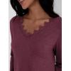 imageAUTOMET Long Sleeve Shirts for Women 2025 Fall Fashion Lace V Neck Loose Fit Casual Tops Trendy T Shirts Outfits ClothesWine Red