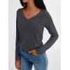 imageAUTOMET V Neck T Shirts for Women Lace Long Sleeve Cute Tops Fall Winter Dressy Business Casual Blouses Trendy Basic TeesBlackgrey